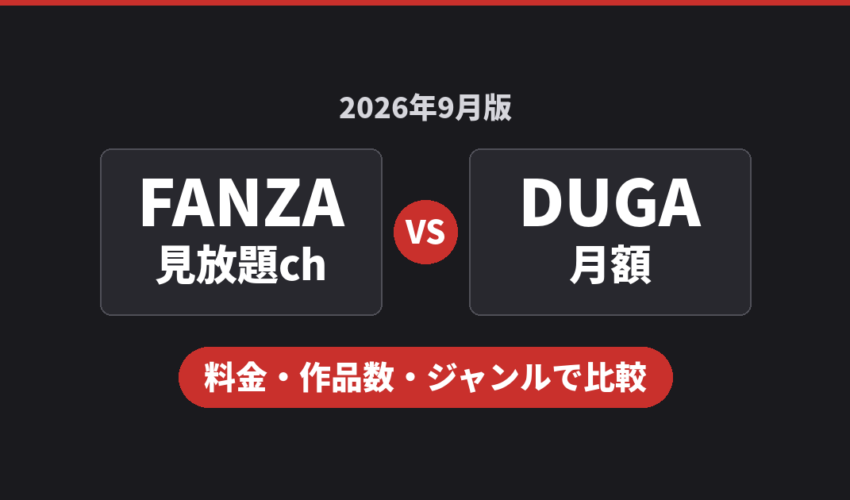 FANZA見放題chとDUGA月額を料金・作品数・ジャンルで比較する記事のアイキャッチ