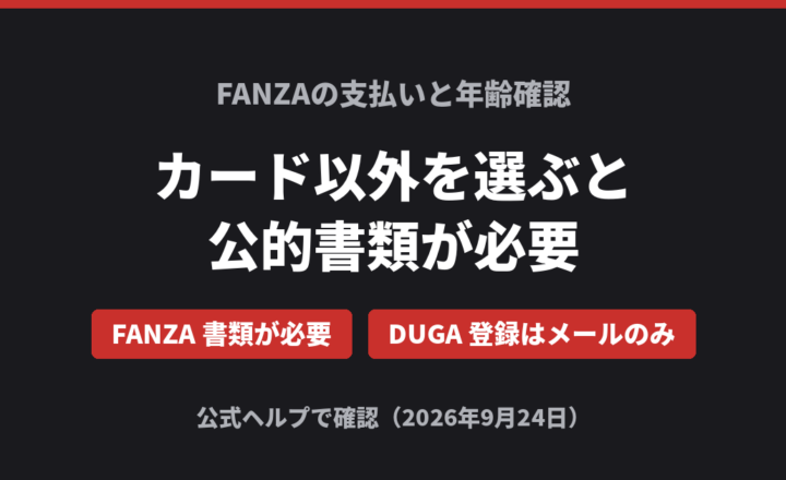 FANZAの支払いと年齢確認 カード以外を選ぶと公的書類が必要
