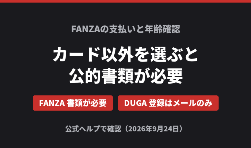 FANZAの支払いと年齢確認 カード以外を選ぶと公的書類が必要